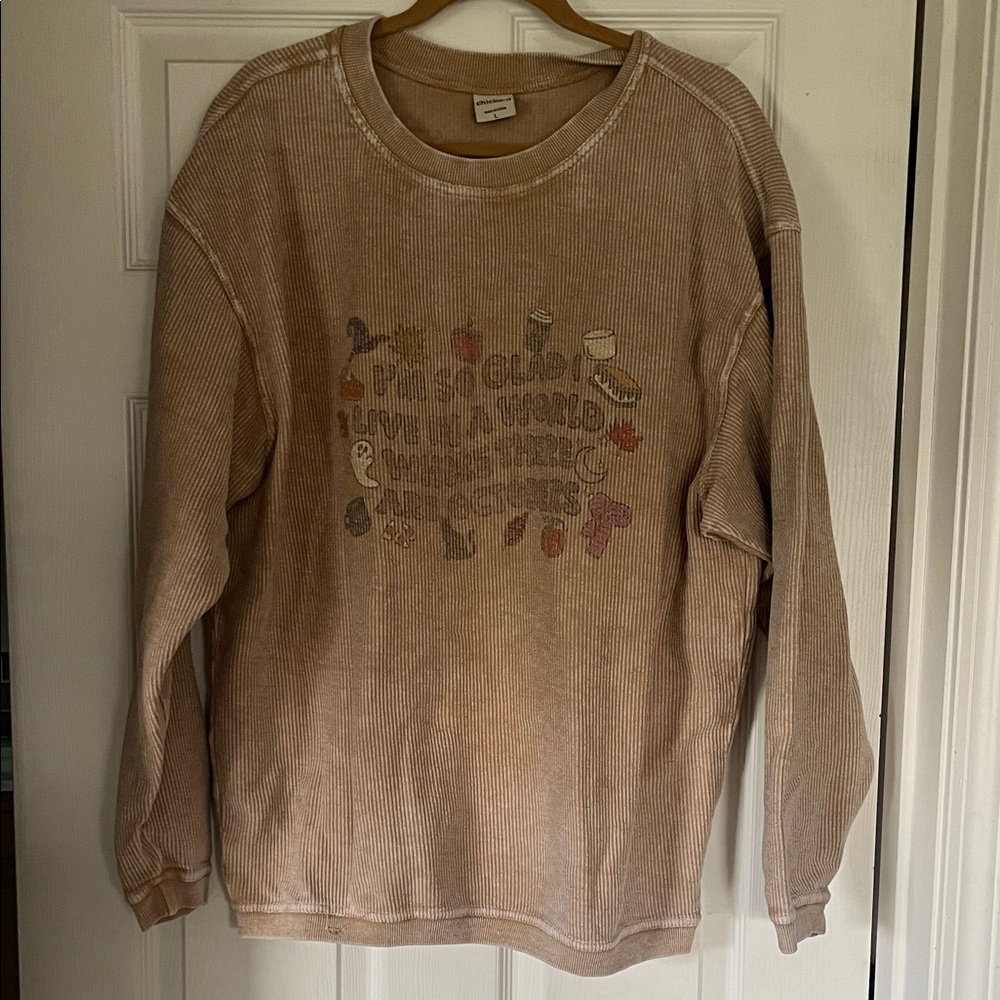 Chicka-d Tan Sweater with fall Design